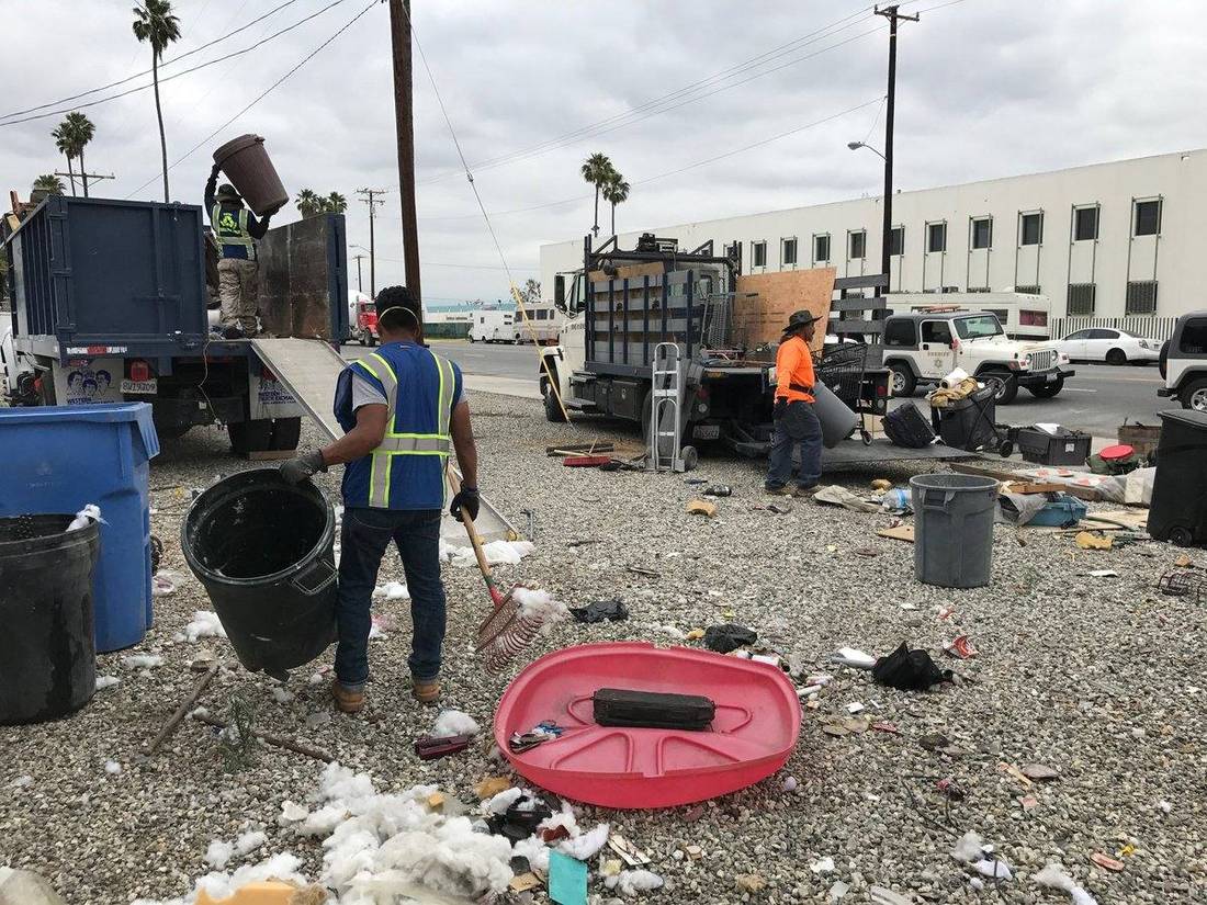 Hauling Away crew loading a large lot in Los Angeles